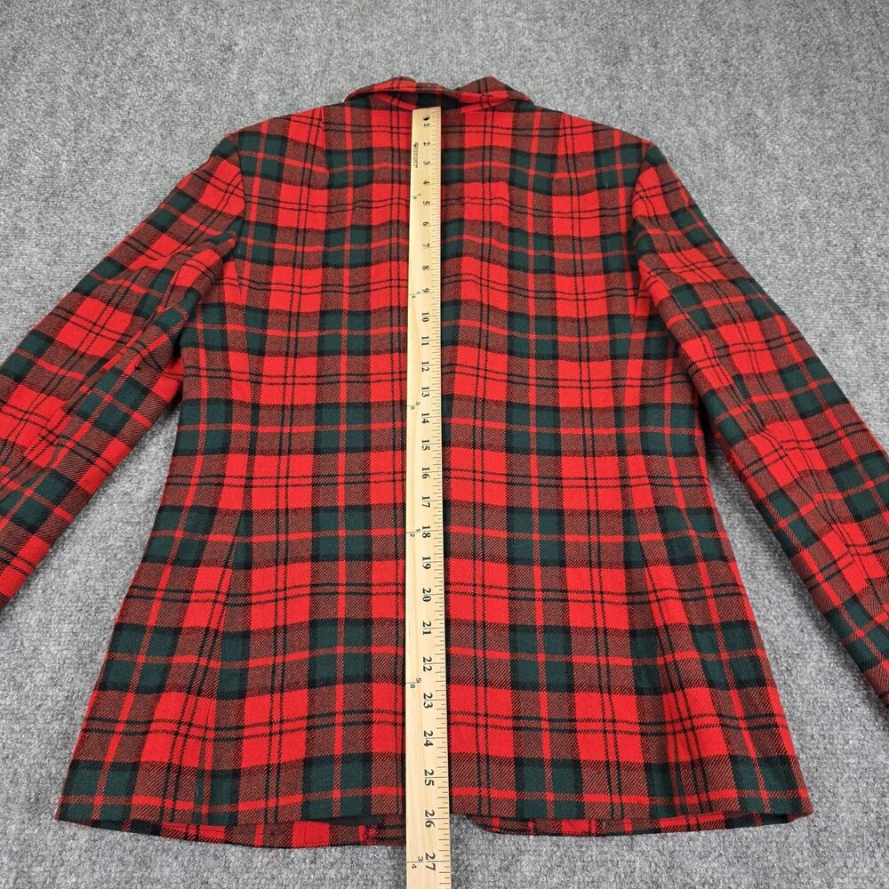 Vintage Pendleton Blazer Womens Medium Red Plaid Tartan Virgin Wool Made USA - Picture 7 of 16